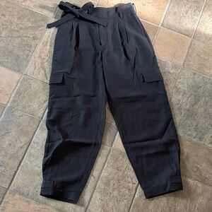 Jcrew Black Cargo Trousers with Waist Tie